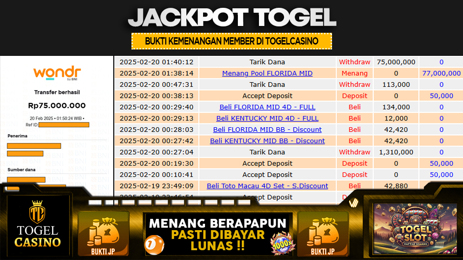 TOGELCASINO | JP TOGEL 77 JUTA | MENANG PASTI DIBAYAR