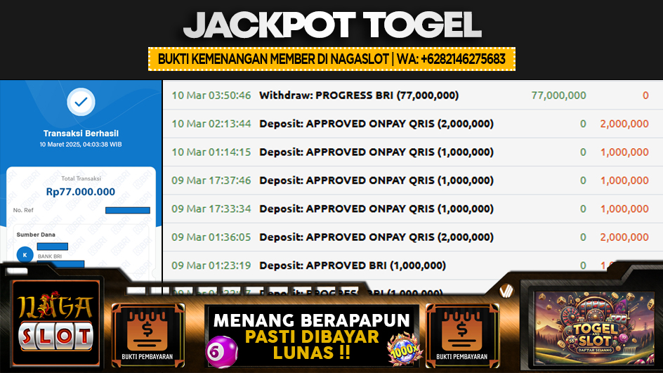 NAGASLOT | JP TOGEL 77 JUTA | MENANG PASTI DIBAYAR